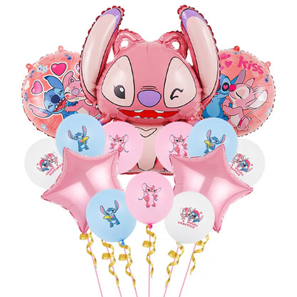 Disney Rosa Stich Geburtstag Party Dekorationen Mädchen Einweg Geschirr Ballon Kuchen Topper Tischdecken Liefert Baby Dusche