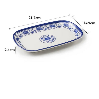 1pc Food Grade Plastic Dinner Plates Chinese Melamine Plastic Is Not Easy To Break Rectangular Plate Restaurant Kitchen Supplies.