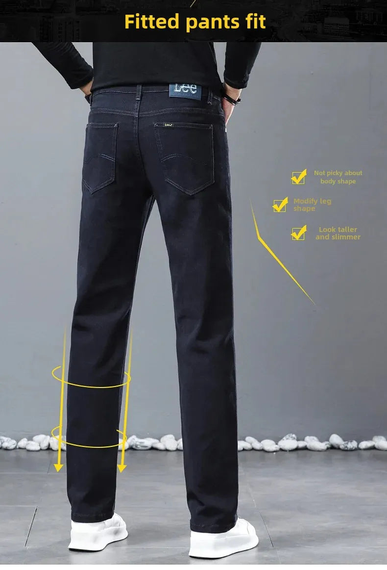 2024 herbst/Winter Neue männer Jeans Business Lose-Fit Gerade Bein Hohe Taille Baumwolle Casual Trendy hosen