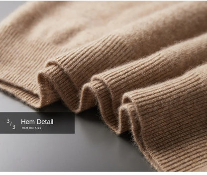 Autumn Winter New Merino Sweater Men's 100% Wool Hooded Collar Knitted Pullover Casual long Sleeved Hoodie.