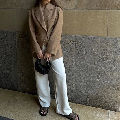 Neue Diagonal schnalle frauen Jacke Anzug Klassische Vintage Casual Jacken Herbst Mode Retro Frauen Mantel Revers Weibliche Mäntel Tops.