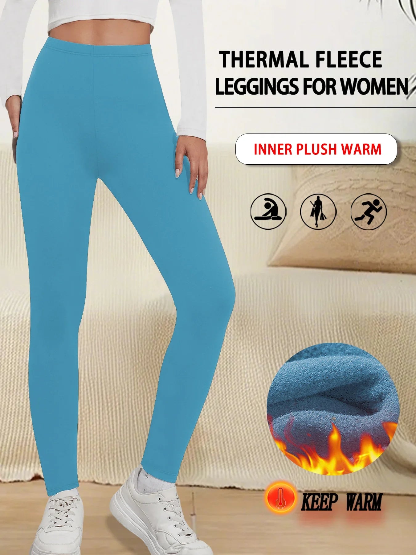 Superweiche, mit Fleece gefütterte Leggings für Damen, Workout, Yoga, Laufen, Thermo-Warmhose für kalten Winter.