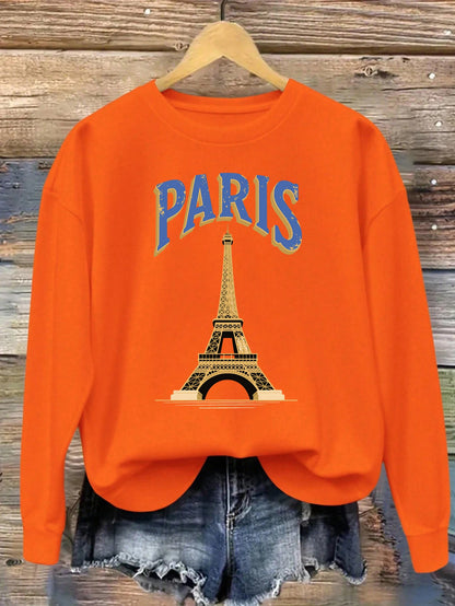 Paris Tower France Print Women Sweatshirt Casual Loose Sportswear All-Match Fleece Pullover Multicolor O-Neck Female Clothes
