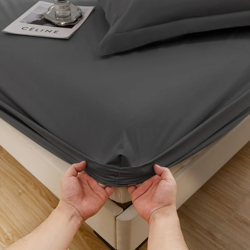 1PC waterproof soft skin frosting solid color bed cap dust cover Mattress cover sheet (pillow case and pillow core not included).