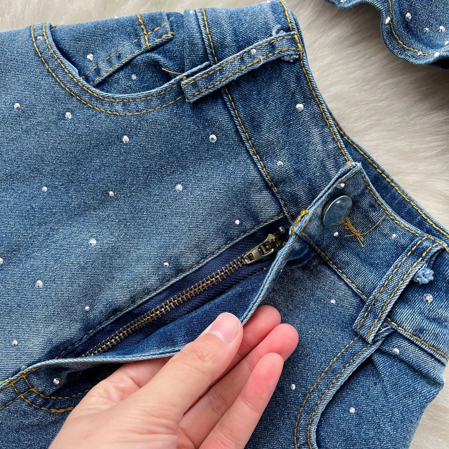 Denim Pant Set Women Two Piece Sets Sexy Matching Sets Sleeveless Short Tops Long Flare Pants High Waist Slim Hot Diamond.