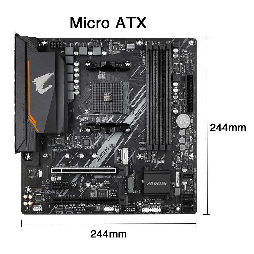 GIGABYTE New B550M AORUS ELITE Motherboard Micro-ATX Socket AM4 For Ryzen 5000 4000 3000 Series CPU Dual Channel DDR4 SATA3 M.2.