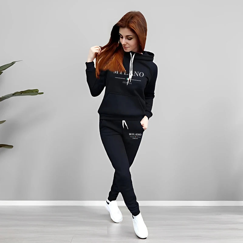 Autumn Winter Woman Clothing Printed Casual Sweatshirt Sweatpants Set Jogging Hoodie Tracksuit Sports Home Womens Pants Suit y2k.