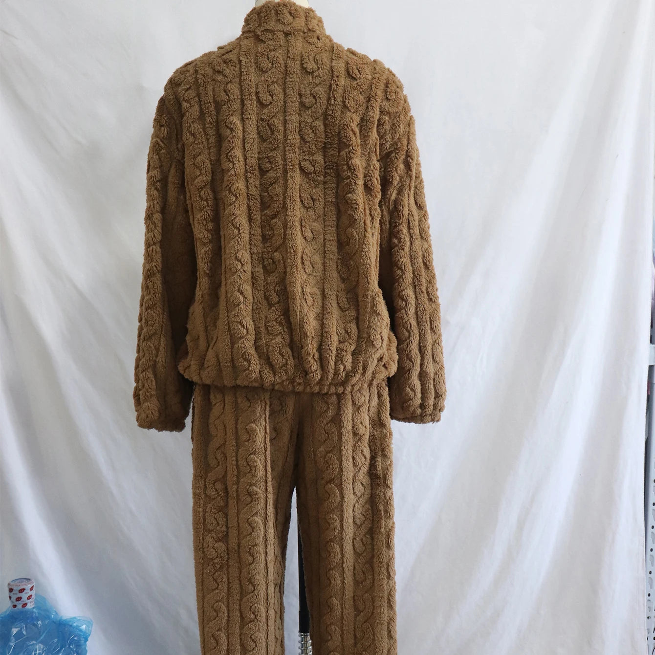 Thick Coral Fleece Pajamas Suit Women Long Sleeve Zip Top Pants Winter Autumn Warm Sleepwear Nightwear with Pocket Pjs.