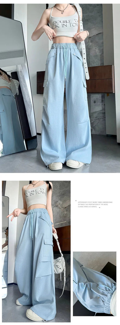 Amerikanischer Fallschirm mit niedriger Taille für Damen im Frühling und Herbst 2022, neue Bergsteiger-Jogginghose mit weitem Bein, schlanke Sport-Arbeitshose.