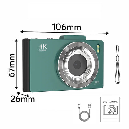 Retro Digital Camera with 48MP Dual Lens, 2.8 "IPS screen, 16X Zoom, Autofocus, OTG & SD Card Support, 64GB.
