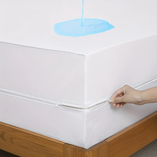 2-Zipper & 6-Side Waterproof Mattress Protector -Ultra Soft Knitted Fabric Breathable Noiseless Mattress Encasement.