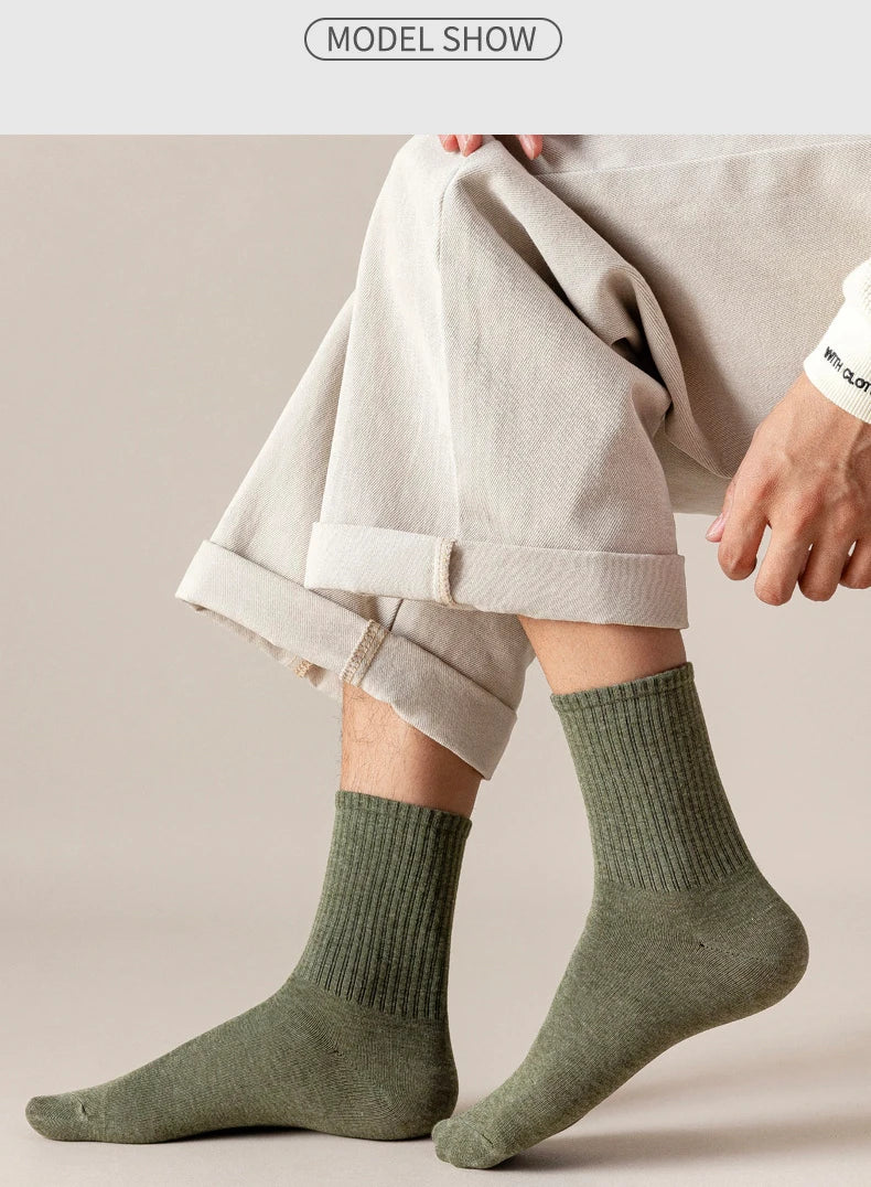 5/10 Pairs 95% Combed Cotton Socks Men Business Dress Long Socks Soft Breathable Spring Summer Colorful Sock For Man 5Pairs/Lot