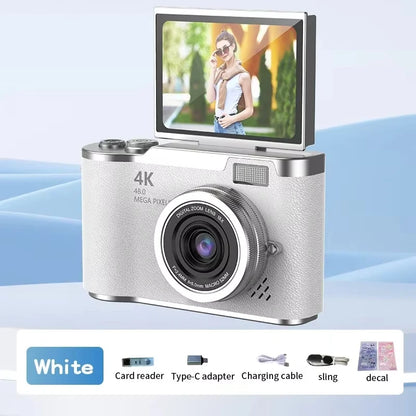 Digital Camera 4K 48MP Photography Camera Video Camcorder Rechargeable Cameras 180° Flip Screen Camcorder For Kid Adult Beginner.
