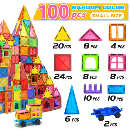 40/64/100PCS Magnetic Building Blocks Montessori  Educational Constructor Toys Set For Kids Game For Boys Girl Gifts.