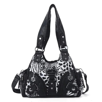 Women Handbags Soft Tote Bag Small Top-handle Fashion Satchel Multi-Pockets Leopard Shoulder Bag Hobos Phone Pack.