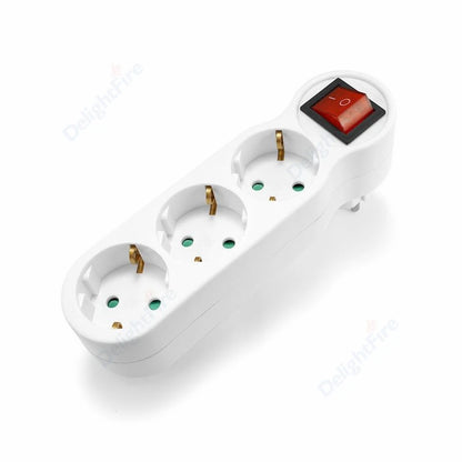 EU-Steckdose mit EIN/AUS-Schalter, 2-polig, 4,8 mm, europäischer Standard-Adapter, Erweiterungssteckdose, Stromverlängerungsstecker-Konverter.