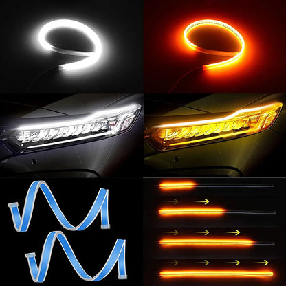2 stücke Auto LED DRL Tag Nacht Lauflicht Wasserdichte Flexible Universal Auto Fließende Blinker Licht Bremse LED Streifen Lampe.