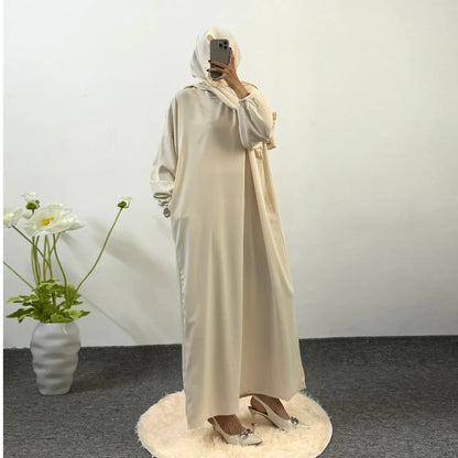 Ramadan Modesty Prayer Dress Women Jilbabs Kaftan Muslim Abayas Dubai Robe Hijab Smocking Sleeve Dresses Islamic Clothing.