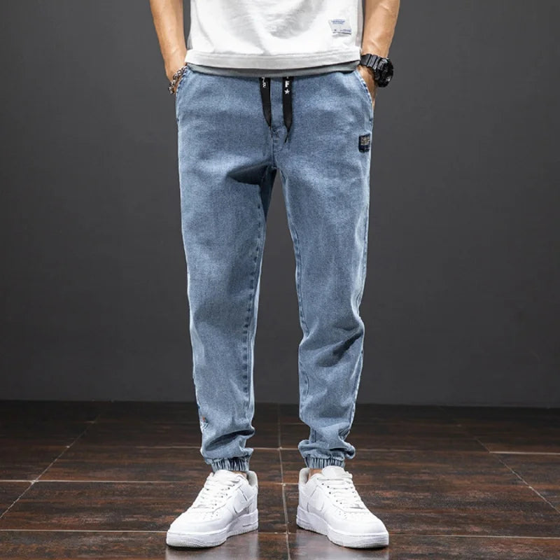 Spring Summer Black Blue Cargo Jeans Men Streetwear Denim Jogger Pants Men Baggy Harem Jean Trousers Plus Size.
