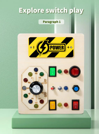 Montessori Busy Board Sensory Toys Wooden With LED Light Switch Control Board Travel Activities Children Games For 2-4 Years Old