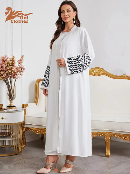UNI 2024 Ramadan Abaya Kimono Keffiyeh Stickerei Quasten Muslimischen Offene Abayas Frauen Dubai Luxus Islam Strickjacke Kleid Kaftan.
