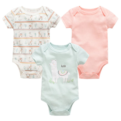3 Teile/los Kavkas Baby Jungen Body Alpaka Design Baumwolle Kurzarm Oansatz Kleidung 0-12 Monate Kleinkind Kleidung