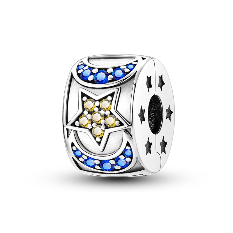 Silver Clasp 925 Sterling Silver CZ pave Clip Charms Daisy Beads Stopper Safety Chain fit Original Bangle Bracelet Jewelry Clip