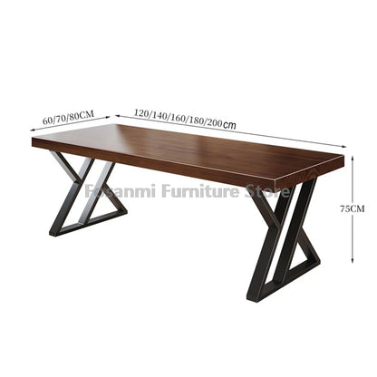 Minimalistischer langer Massivholztisch für das Heimbüro, große Arbeit, Gaming, Arbeitszimmer, Schreibtische für zwei elegante Räume, Computertisch mit Stahlbeinen