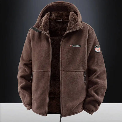 Men's Outdoor Sport Hooded Sweatshirt Jacket Warm Fleece Liner Windproof Softshell Inner Polar Fleece Coat with Zipper & Pockets