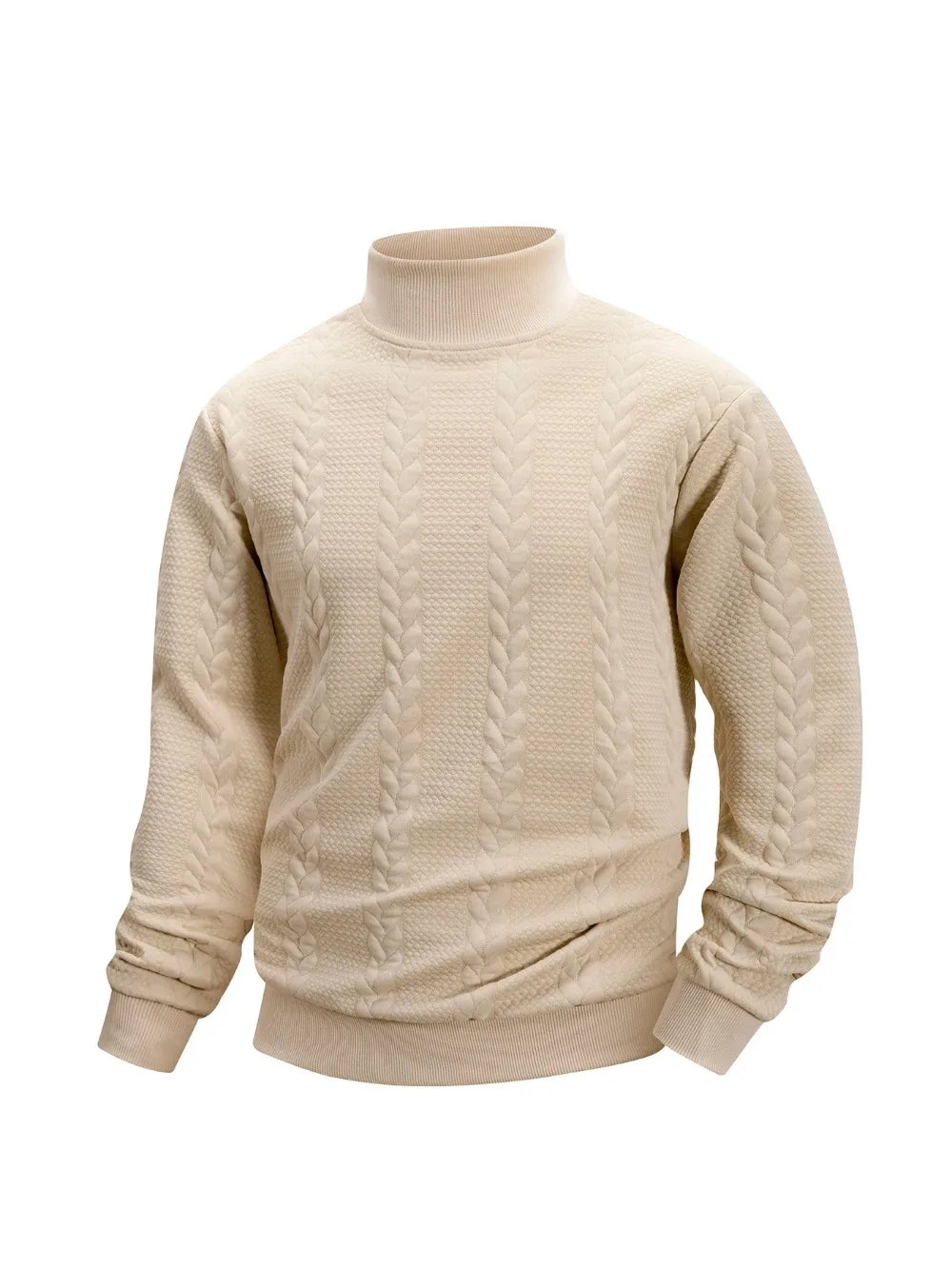 Autumn Casual Long Sleeve Pullover Turtleneck for Old Money Style Solid Color Knitted Jacquard Round Neck Sweater Male Clothing.