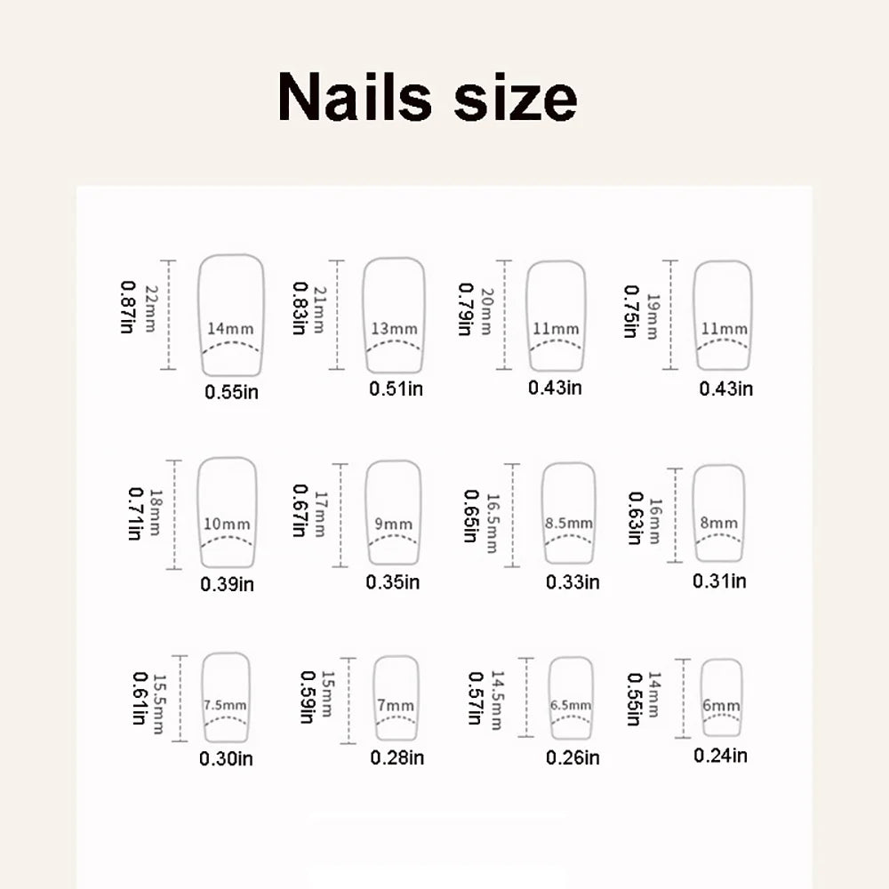 24pcs/set short square fake nails for women cute bride heart white french tips faux ongles y2k press on false nail supplies.