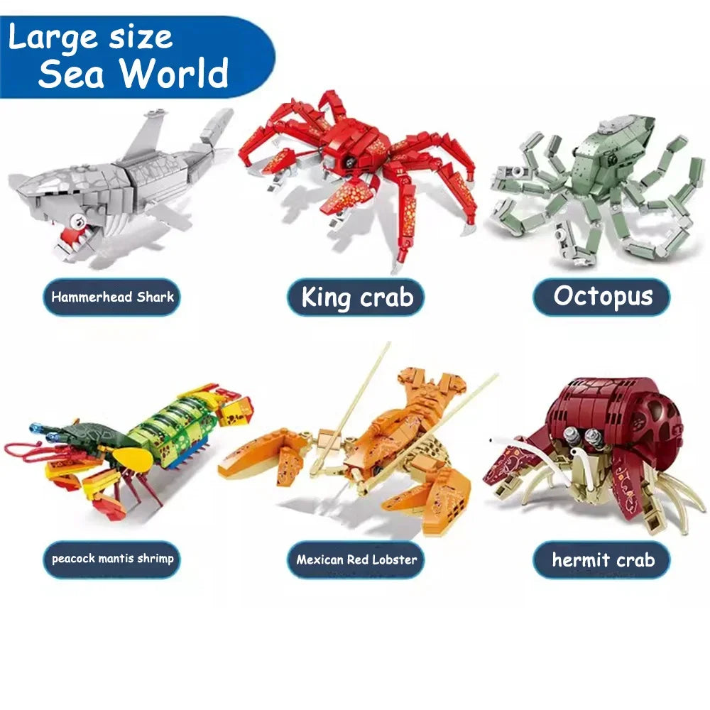 King crab Realistic Educational Ocean Creature Model Building Blocks Toys Easy Assembly,Ideal Holiday Gift for Kids Birthday.