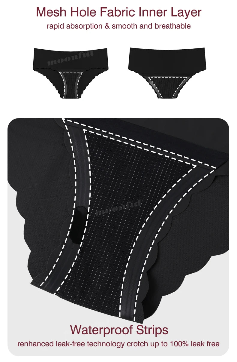 Seamless Period Underwear Menstrual Cycle Absorbent Underwear for Women Heavy Flow Leak Proof Menstrual Panties for Menstruation.