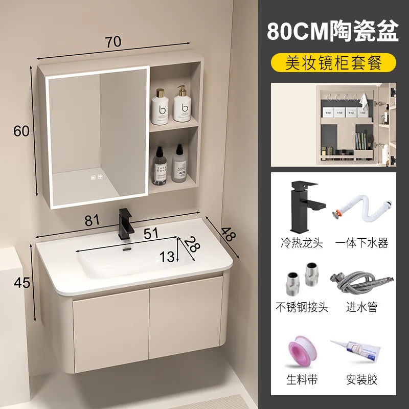 Moderner intelligenter Badezimmerschrank, Wabenstruktur, Aluminium, WC, Waschbecken, Schrank, Kombination, integriertes Keramikwaschbecken, Waschtisch