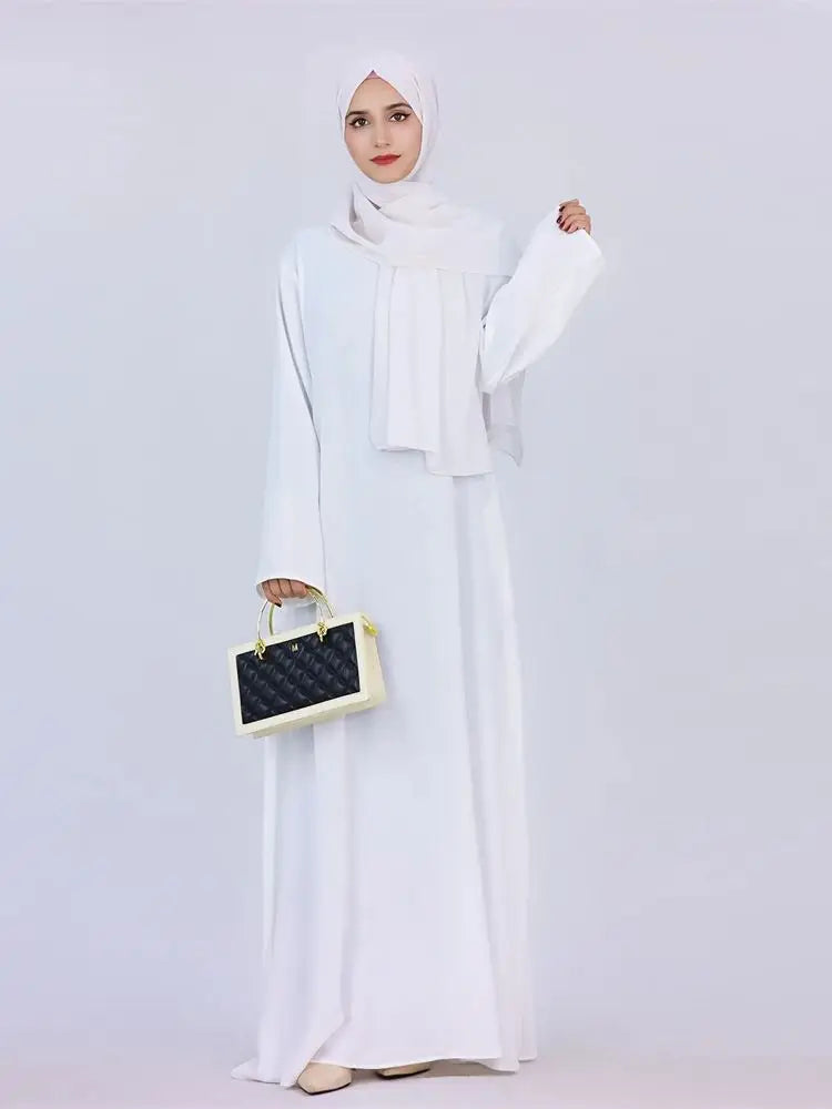 Ramadan Eid Solid Linen Dubai Abaya Turkey Islam Muslim Modest Dress Kaftan Prayer Clothes For Women Kebaya Robe Femme Musulmane