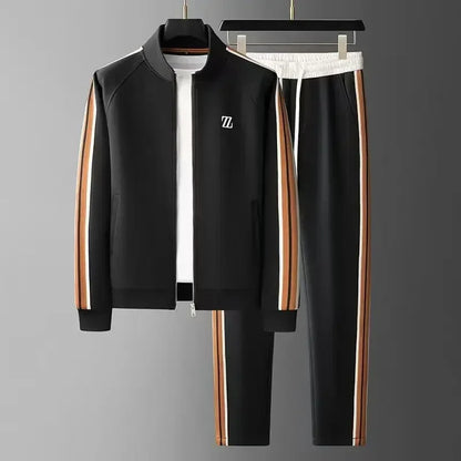 Men's autumn new style stand up collar casual sports suit, trendy and fashionable sports suit, loose long sleeved suit.