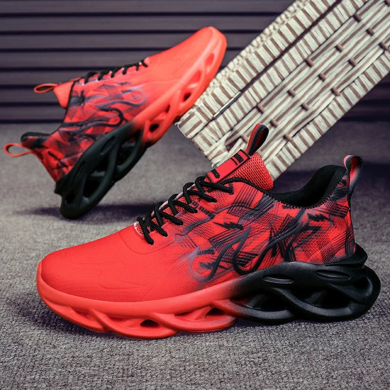 Men Running Shoes Mesh Breathable Flat Cushioning Soft Comfortable Sneakers Outdoor Gym Trendy Casual Jogging Shoes for Men.