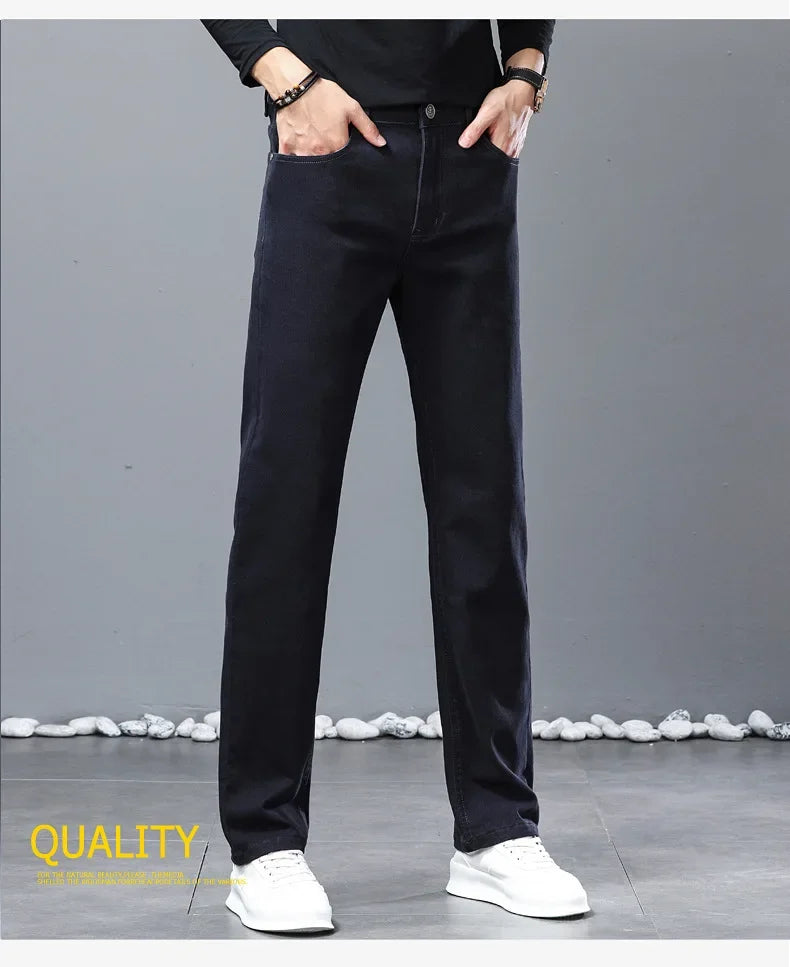2024 herbst/Winter Neue männer Jeans Business Lose-Fit Gerade Bein Hohe Taille Baumwolle Casual Trendy hosen