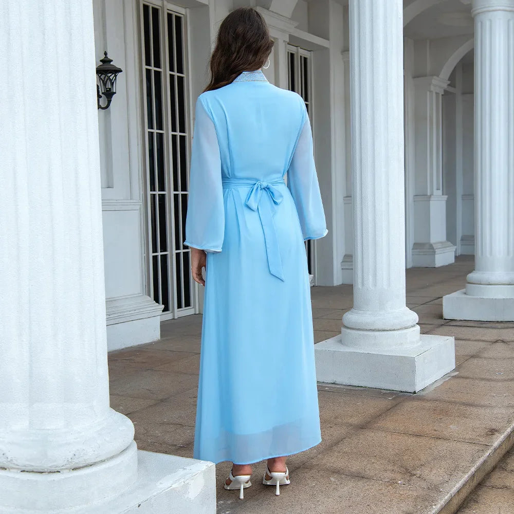 Arabische Robe Mode Nahen Osten Muslimischen Kaftan Dubai Hot Fix Diamant Party Abendkleider für Frauen Kerb Stehkragen Vestidos.