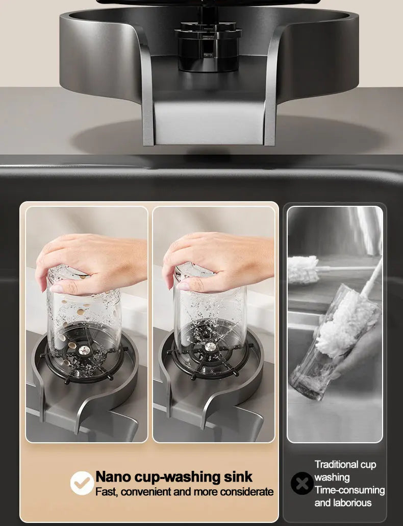 Thickening 304 stainless steel nano-coated Kitchen Sink Large-Capacity Single Sink Wear-Resistant Grey tank