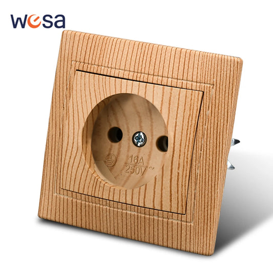 WESA Holzsteckdose, 16 A, EU-Standard, Steckdose, nicht geschliffen, 86 mm x 86 mm, flammhemmende Kunststoffplatten-Wandsteckdose.