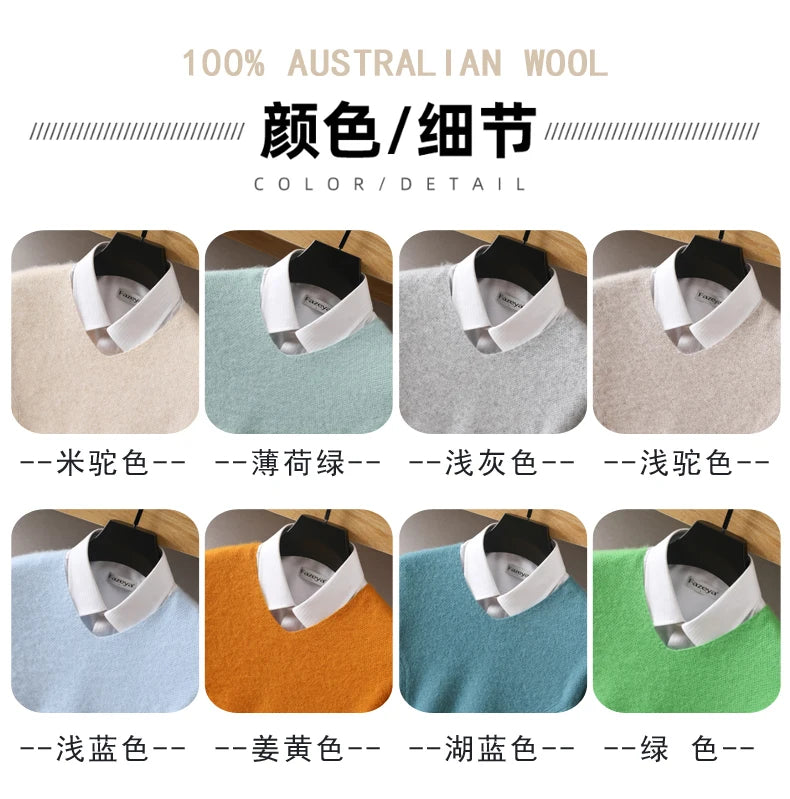 Men's 100% Pure Mink Cashmere Sweater V-Neck Pullovers Knit Large Size Mink Sweater Winter New Tops Long Sleeve High-End Jumpers.