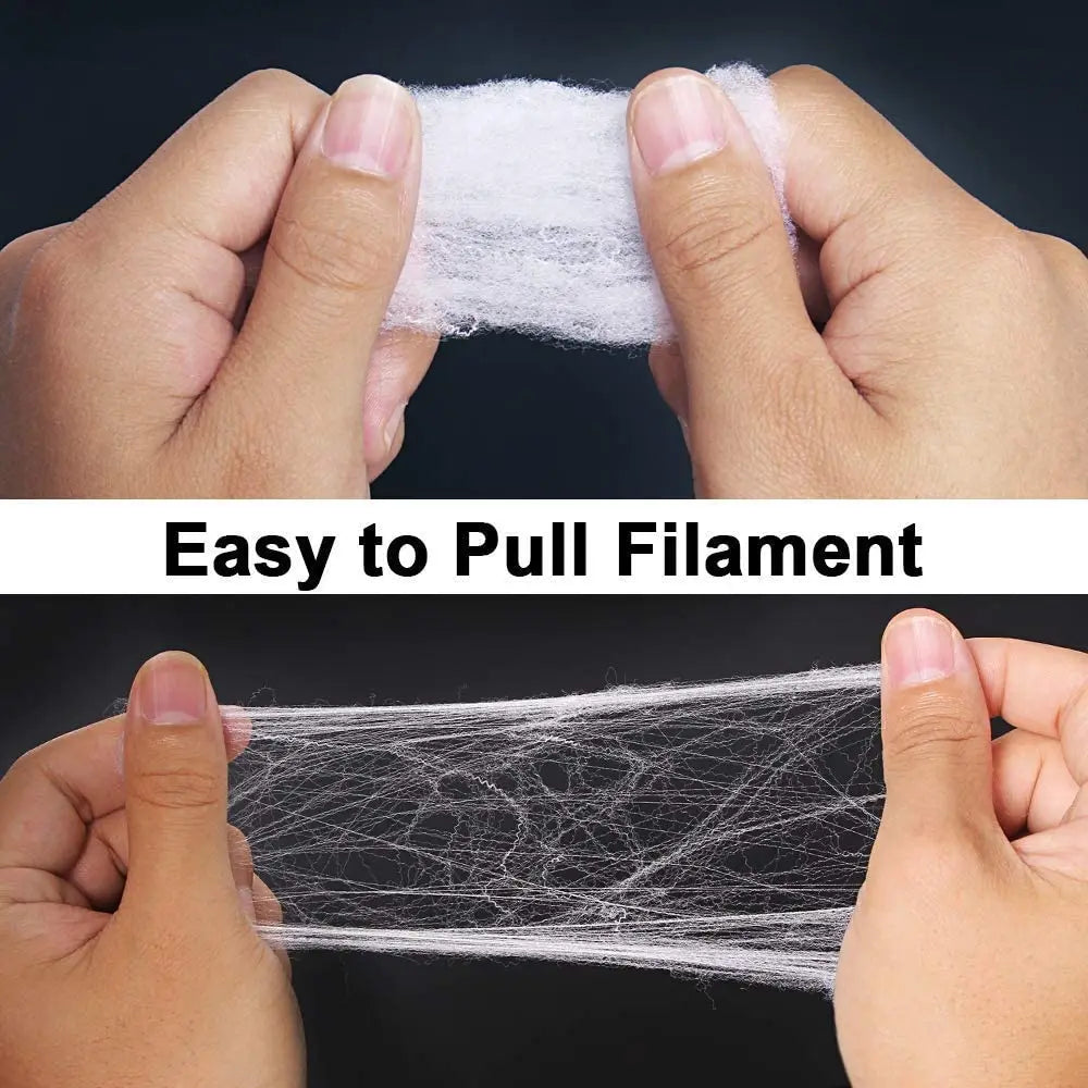 Künstliche Spinnennetz Halloween Dekoration gruselige Party Szene Requisiten weiß dehnbar Spinnennetz Horror Haus Home Decora Zubehör.