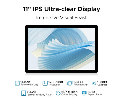 DOOGEE U11 Android 15 Tablet 11 Ultra-clear 90Hz Display 4GB RAM 128GB ROM 8580mAh Battery Dual Speaker Supports Widevine L1