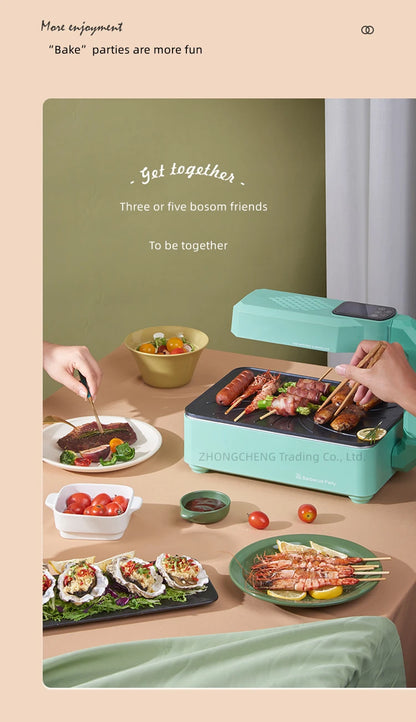 Intelligent electric baking tray indoor domestic barbecue oven infrared barbecue machine smoke-free electric barbecue oven