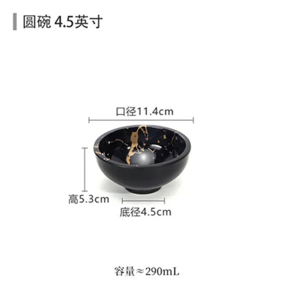 Marble Texture Imitation Melamine Plate BBQ Tableware Cake Fruits plates Snack Tray Outdoor Party Dishes Steak