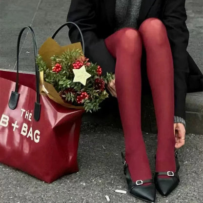 1/2Pcs Sexy Wine Red Stocking Women Girl Burgundy Thin Thick Elastic Tight Vintage Anti-Hooker Comfortable Pantyhose Accessory
