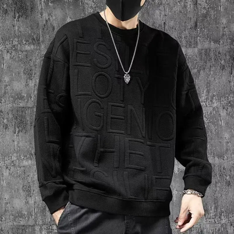 High Street Print Letter Plus Size Hoodies Sweatshirts Spring Autumn New Long Sleeve Casual Tops Fashion Lazy Style Men Clothing.