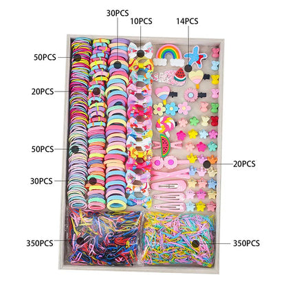 1800PCS Girl Hair Accessories Set Glamour Dainty Hairpins Girl Elastic Hair Bands Hairpins Flower Hair Claws Hair Ties A1314.
