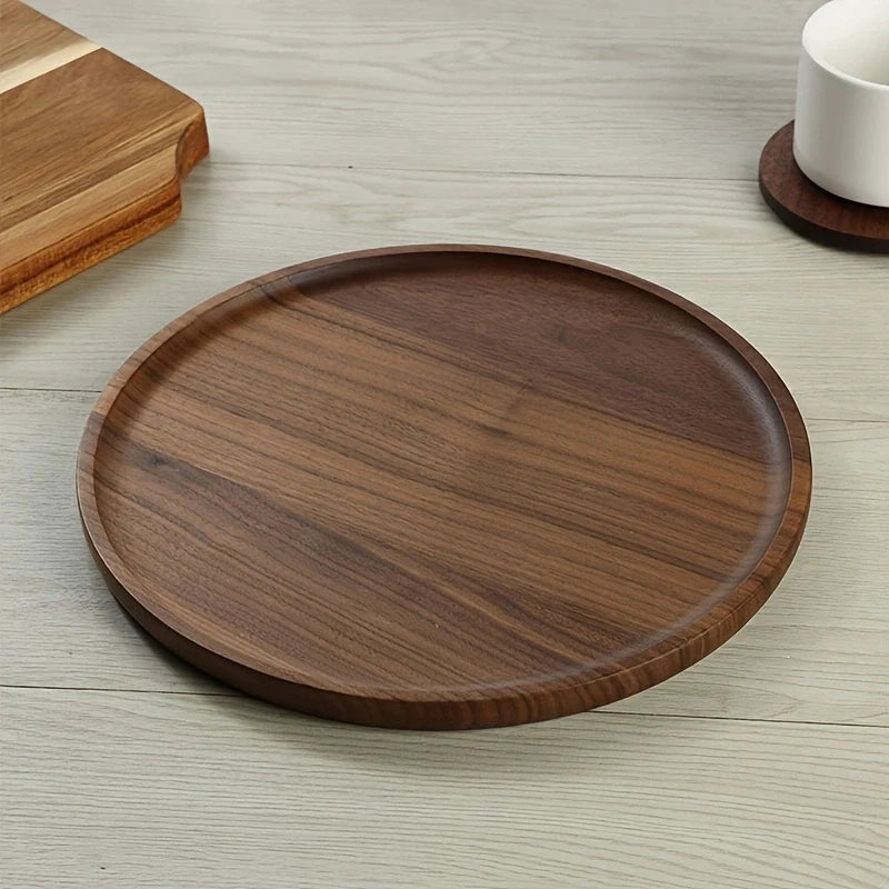 Round Wooden Decorative Serving Tray for Coffee Table and Home Decor, Round Wood Tray for Table Centerpiece, Small Candle Tray.